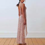 Women Dresse Floral V-neck Backless Slip Dress Sexy Dress