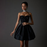 Women Dresses Sexy Drill Chain Spaghetti-Strap Strap Dress Dress (Bla0420)