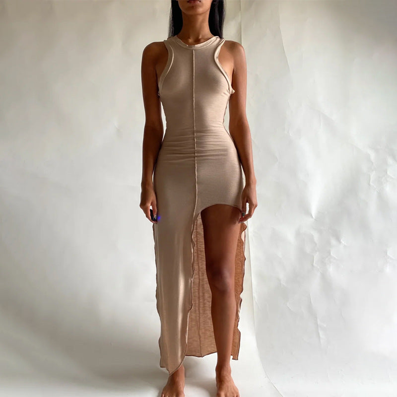 Women Dresses Spring Sexy round Neck Sleeveless Dress