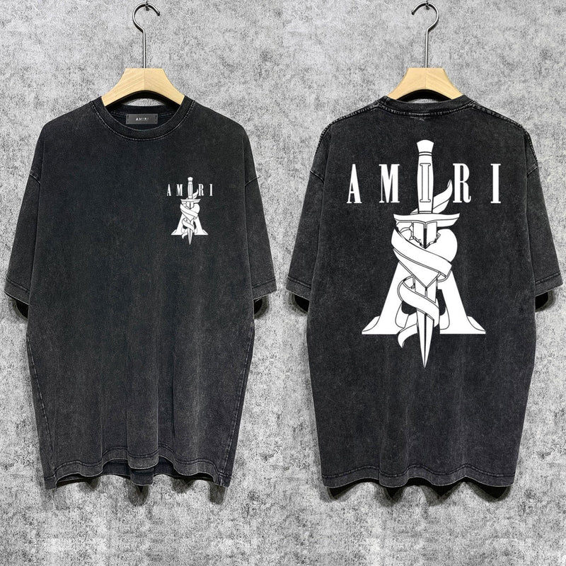 Amiri T-shirt Washed and Worn Retro Short Sleeve T-shirt