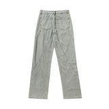 Men Jeans Vintage Distressed Straight-Leg Denim Pants Straight-Leg Denim Trousers