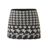 Women Tops Summer Houndstooth Mesh Top Houndstooth Gauze Skirt Suit