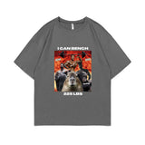 I Can Bench 225 Pounds Monkey Capybara Funny Graphic T-shirt