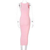 Women Dresses Sexy Dress Summer Sexy U Collar Sleeveless Slim Fit Skirt