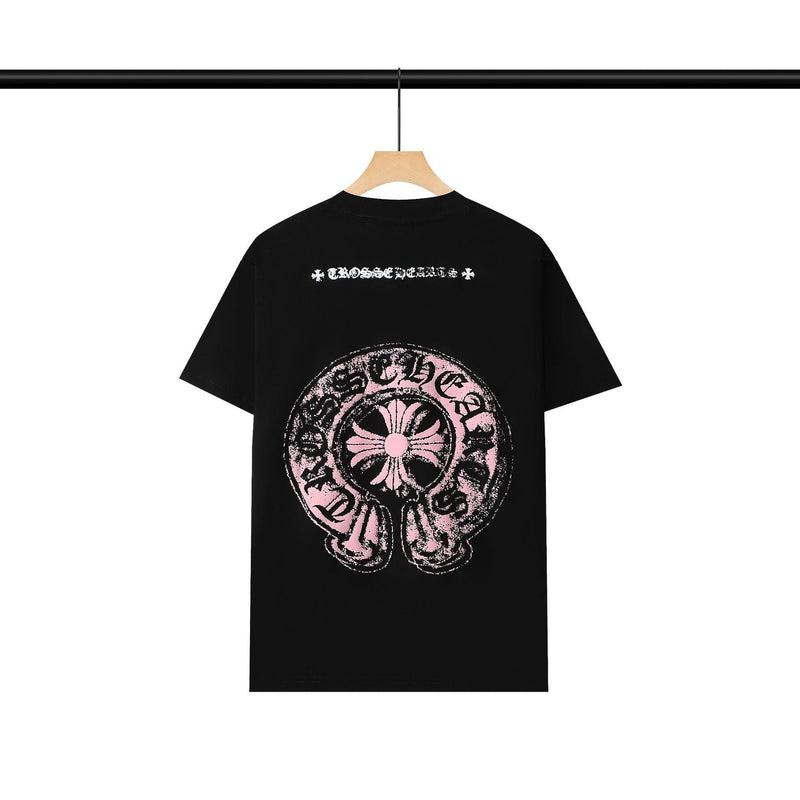 CHH Chrome Heart T Shirts Chrome Hearts Pink Sanskrit Print Short Sleeve T-Shirt
