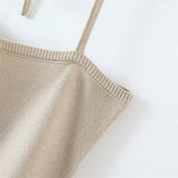 Women Sweater Knitwear Knitting Suit Sexy Sling Dress Ripped Sweater Two-Piece Set