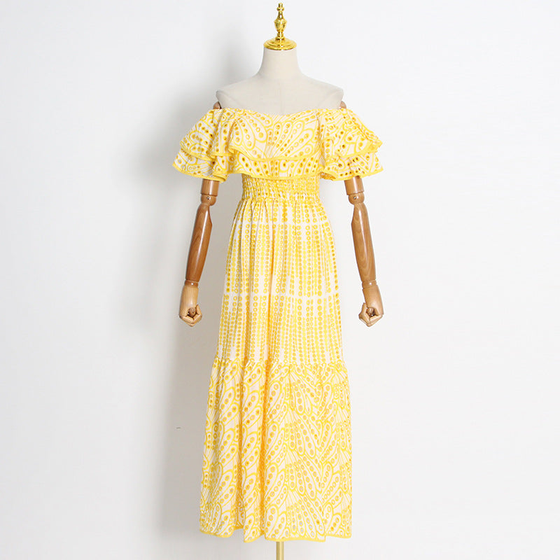 Women Dresses Summer Hollow Embroidery Dress (Qymy0409)