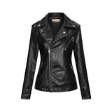 Red Leather Jacket Lapel Slim Women Leather Coat Zipper Elegant Pu Women's Leather Coat
