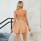 Women Dresses Sexy Mesh Camisole Dress Dress Dress Long Skirt (Zns0409)