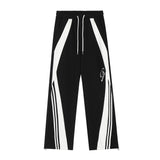 Men Sweatpants Stitching Contrast Color Sports Straight Sweatpants Men's Loose Wide Leg Leisure Floor Pants