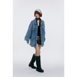 Unisex Jacket Vintage Rivet Washed Denim Jacket