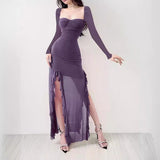 Women Dresses Mesh Split Dress Long Dress