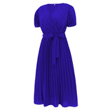 Women Date Dress Summer Puff Sleeve Dress V-neck Dress