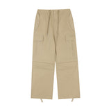 Men Sweatpants Workwear Wide-Leg Casual Pants Pleated Straight Loose Drawstring Ankle-Tied Trousers