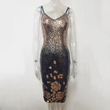 Women's Sexy Backless Spaghetti Straps Vintage Sequins Dress