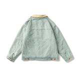 Unisex Winter Cotton Coat Three-Dimensional Pocket Decoration Lapel Cotton-Padded Coat Retro Cashmere Cotton-Padded Coat