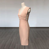 Women Evening Dress Tight Bandage One-Piece Dress Hollow Sexy Hip Skirt