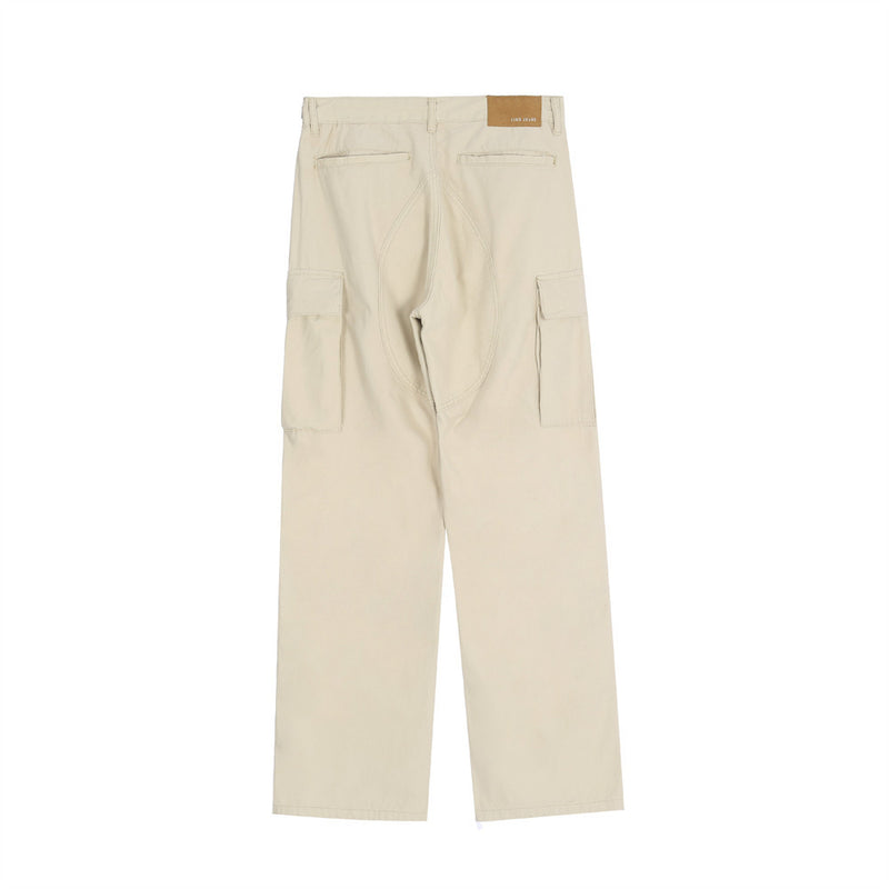 Men Sweatpants Workwear Casual Pants Men's Functional Loose Wide Leg Solid Color Multi-Pocket Straight-Leg Trousers