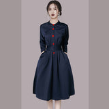 Women Maxi Dress Shirt A- line Dress Autumn