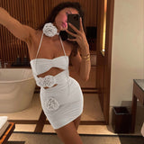 Women Dresses Flower Cutout Dress Slim Fit Skirt