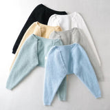 Women Sweater Knitwear Sexy Short Navel Knitted Top High Waist Loose Plush Cardigan Coat