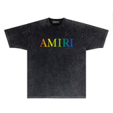 Amiri T Shirts Washed and Worn Retro Short Sleeve T-shirt