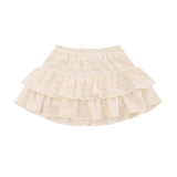 Women Skirt Lace Pettiskirt Solid Color Double Layer Cake Skirt