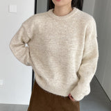Women Winter Knitted Sweater round Neck Sweater Autumn and Winter Loose-Fitting Long Sleeve Sweater Q731