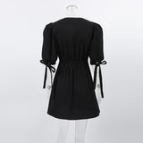 Women Dress Dress Women's Autumn Simplicity Loose Puff Sleeves A- line Skirt