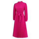 Women Date Dress Ol Slim Fit Long Dress Autumn and Winter Stand Collar Dress
