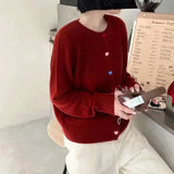 Women Knitted Cardigan Spring round Neck Long Sleeve Knitted Cardigan Sweater Coat