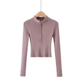 Women Sweater Knitwear Autumn and Winter Zipper Stand Collar Sweater