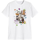 Retro Harajuku Fashion Women Shirt Cute Milk Cat Graphic