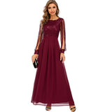Women Evening Gown Sexy Chiffon Stitching Sequins Dress