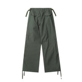 Men Sweatpants Overalls Men's Pleated Multi-Pocket Trousers Drawstring Leisure Trousers