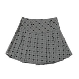 Women Skirt Retro Plaid Pleated Skirt High Waist A- line Skirt