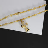 Chrome Hearts Necklace Gold Retractable Cross Cold Wind Diamonds