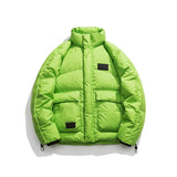 Unisex Winter Cotton Coat Three-Dimensional Pocket Decoration Stand-up Collar down Jacket
