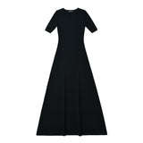 Women Dresses Summer round Neck Half Sleeve Dress Knitted Dress (Xds0414)