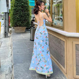 Women Dresses Summer Sexy Backless Lace Sling Dress