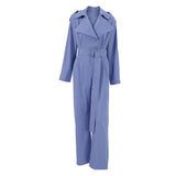 Women Trench Coat Spring/Summer Jumpsuit Waist-Tight Casual Long Sleeve Pants