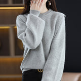 Women Knitted Pullover Autumn and Winter round Neck Loose Knit Sweater