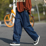 Men Jeans Retro Loose Straight Wide-Leg Pants Oversize Overalls