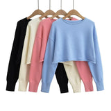 Women Sweater Knitwear Cropped Midriff-Baring Hoodie Knitwear Sweater