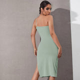 Women Dress Summer Sexy Split Sling Hip Knitwear Dress