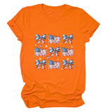 T-shirt bow star print crew neck short sleeve