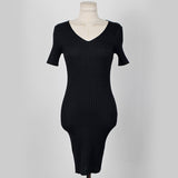 Women Dresses V-neck Short Sleeve Dress