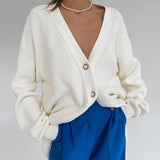 Ladies Leisure Knitwear Loose Knitted Sweater Women Casual Solid Color Autumn and Winter Cardigan