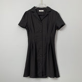 Women Dresses V-neck Black Shirt Dress Lapel Single Breasted Sexy