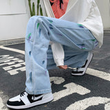 Men Jeans Splash-Ink Jeans Men's Autumn Baggy Straight Trousers Casual Trousers